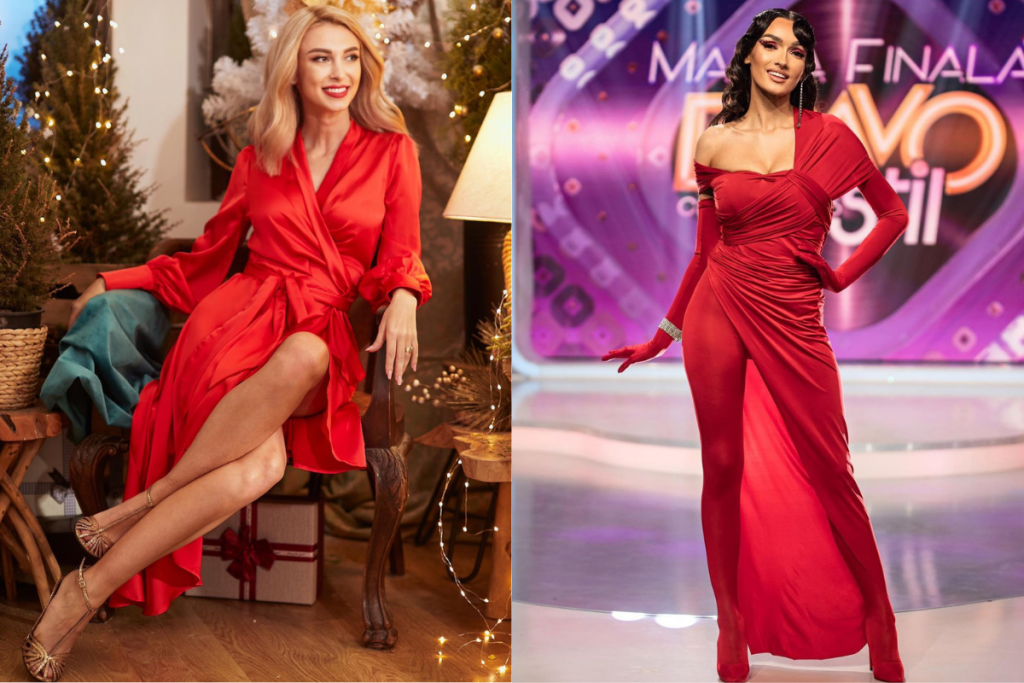 Și Andreea Bălan, și Viviana Sposub adoră rochiile de seară roșii ca focul