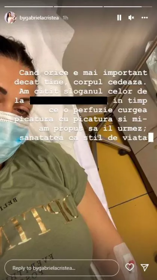 Gabriela Cristea, pe perfuzii la spital