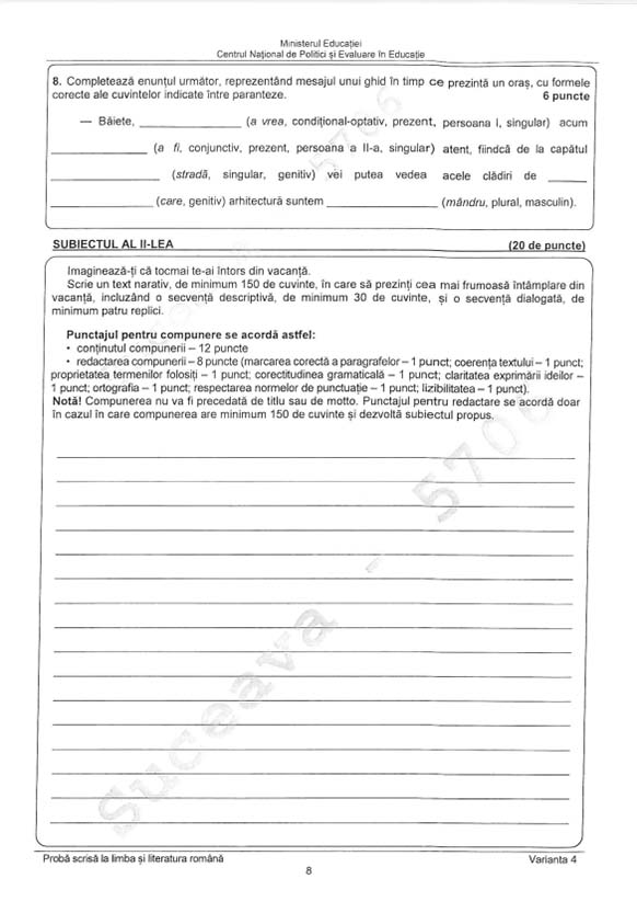 Subiecte Limba Română