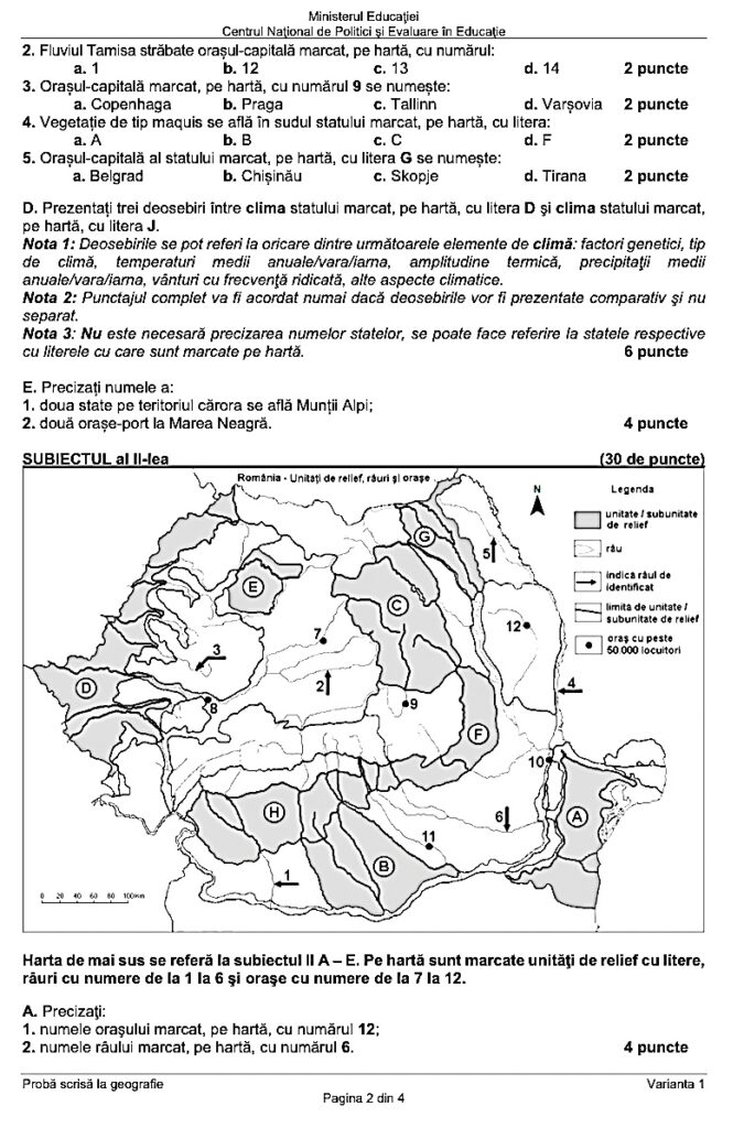 Subiecte geografie