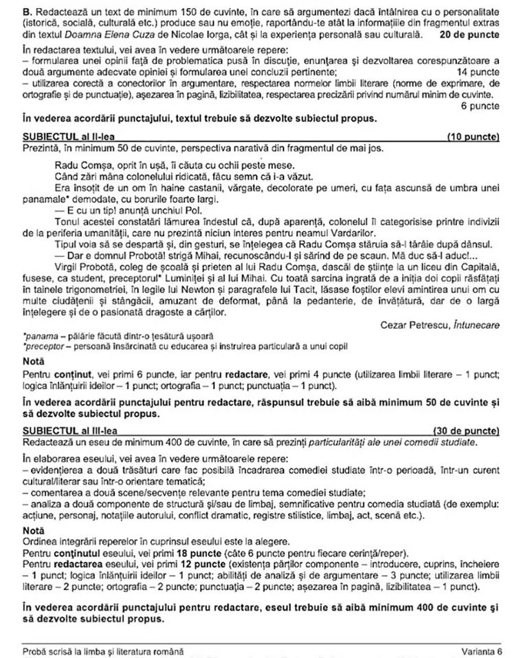 Subiecte Bacalaureat