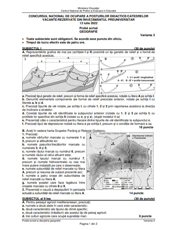 Subiecte - Geografie