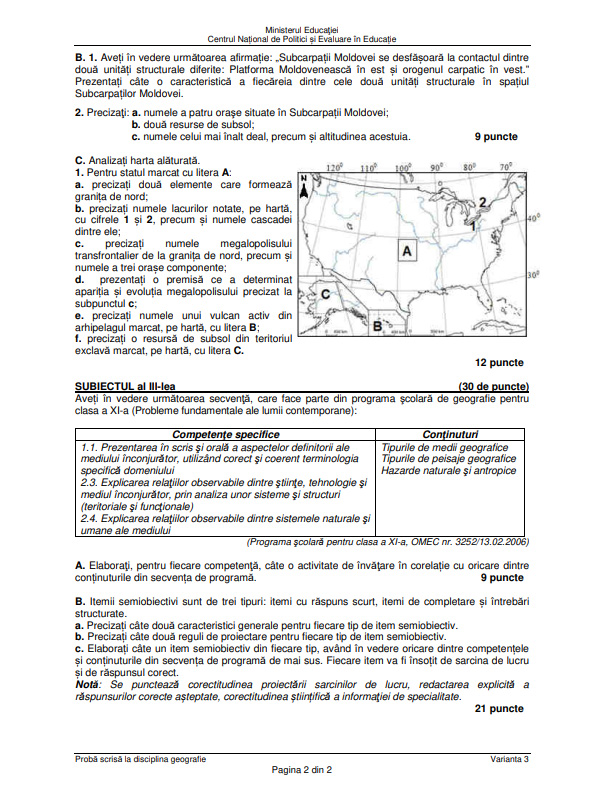 Subiecte - Geografie