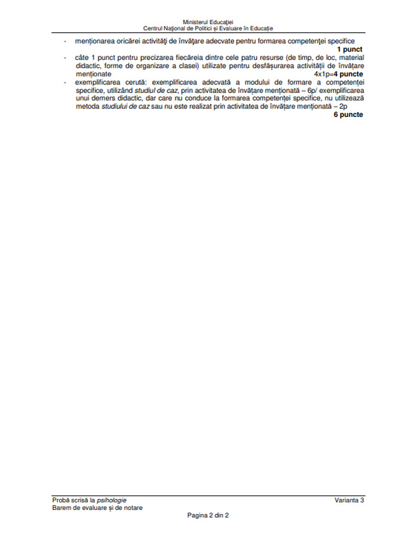 Subiecte Titularizare 2022 - Psihologie