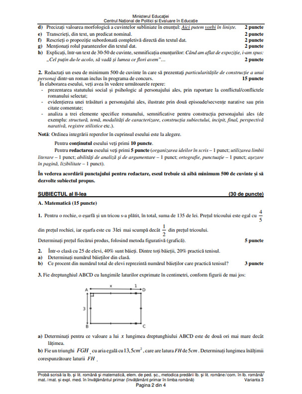 Subiecte Titularizare 2022 - Limba Română