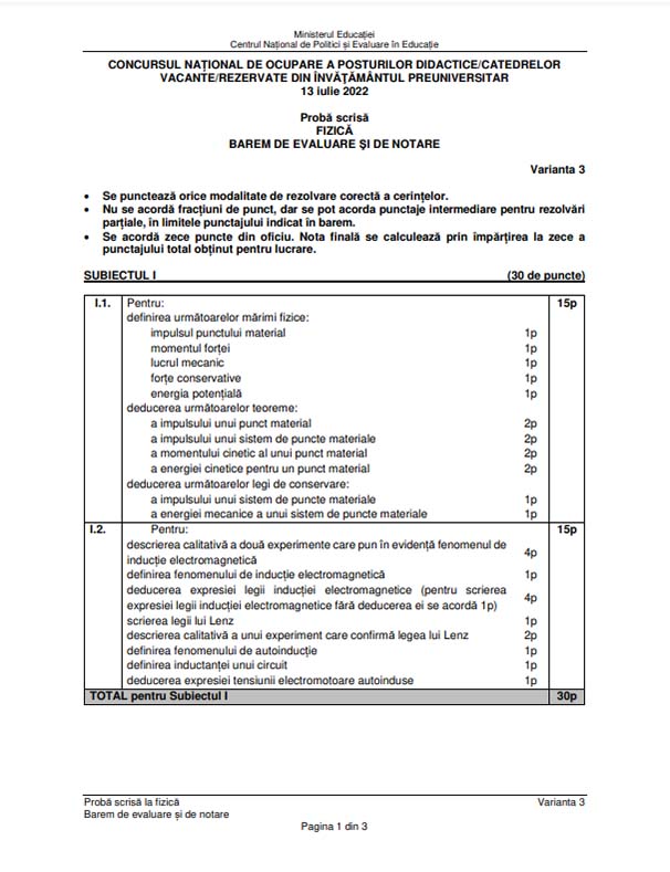 Subiecte - Fizică