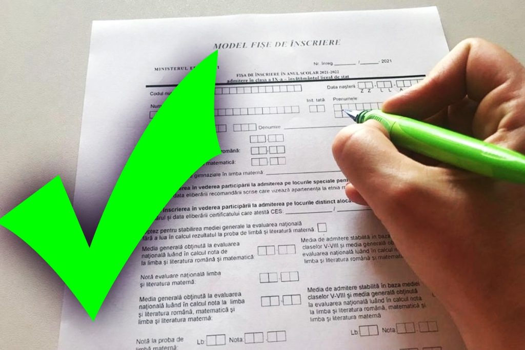 Model fișă de înscriere la liceu 2022 completată