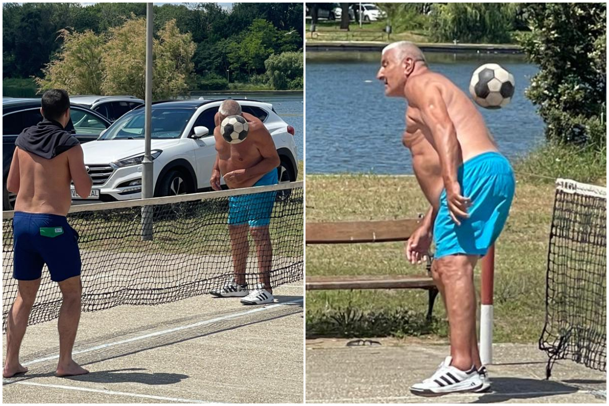 Rică Răducanu, la o partidă de tenis cu piciorul, la Neptun