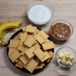 ingrediente Banoffee tart. Tartă cu banane și caramel