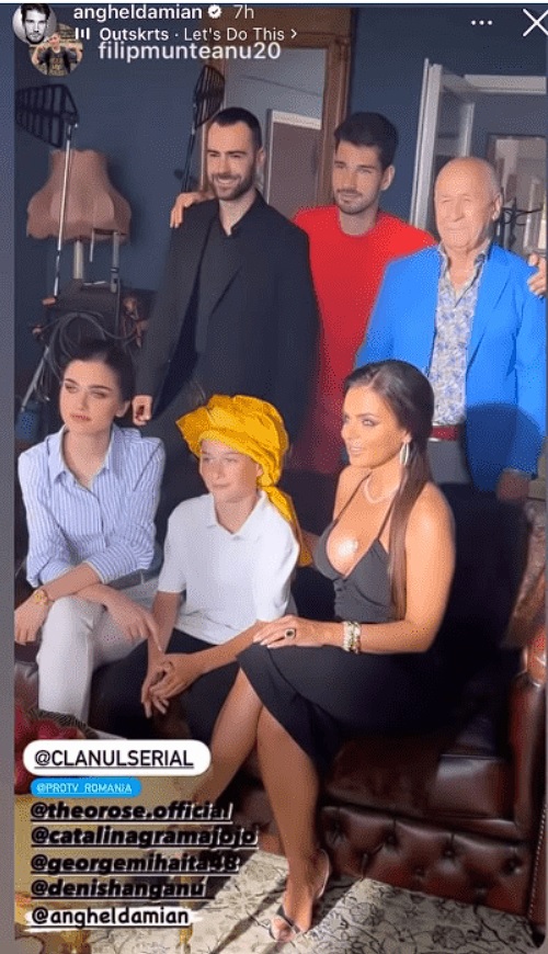 Poză de la filmări cu Anghel Damian, Theo Rose și alți actori din Clanul