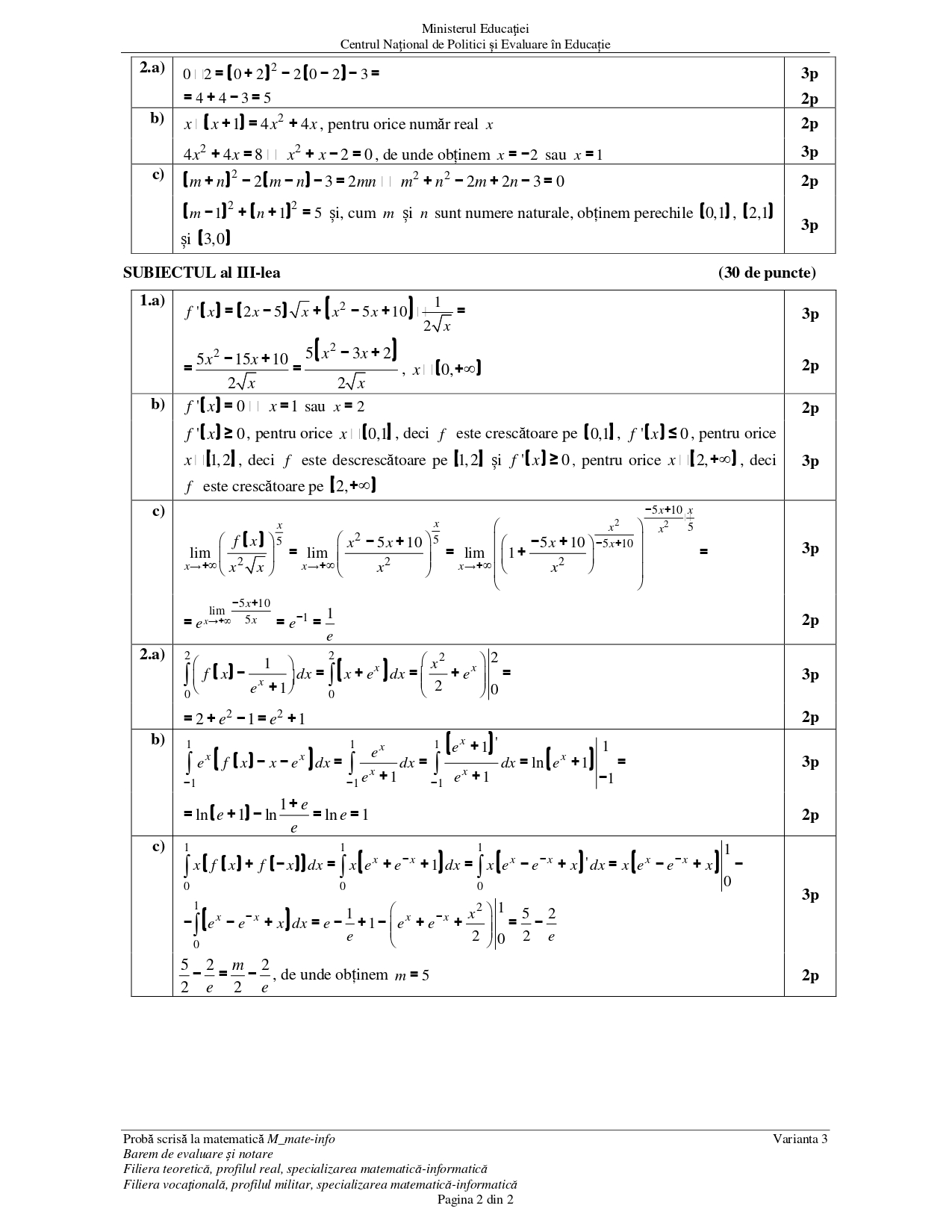 Rezolvare subiecte BAC 2022 sesiunea de toamnă la matematică
