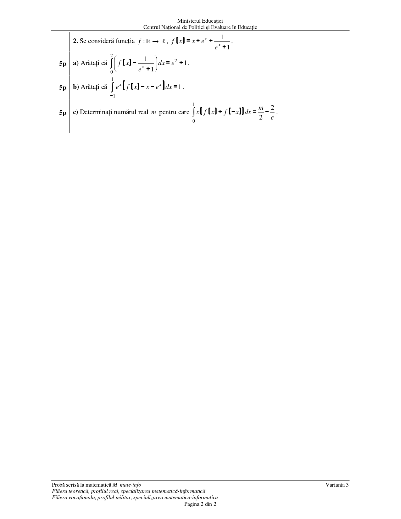 Subiecte BAC 2022 sesiunea de toamnă la matematică