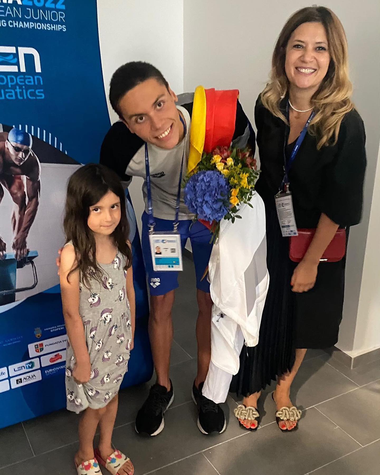 Amalia Enache, fiica ei și David Popovici