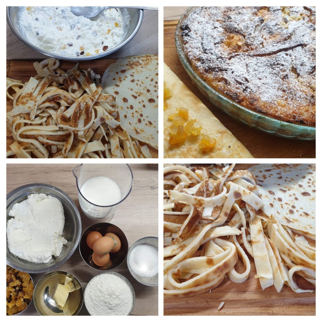 Budincă cu brânză și clătite