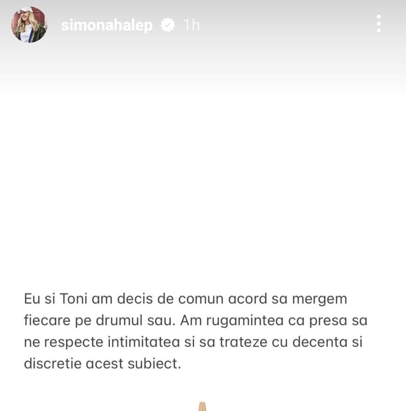 Mesajul Simonei Halep, despre divorțul de Toni Iuruc