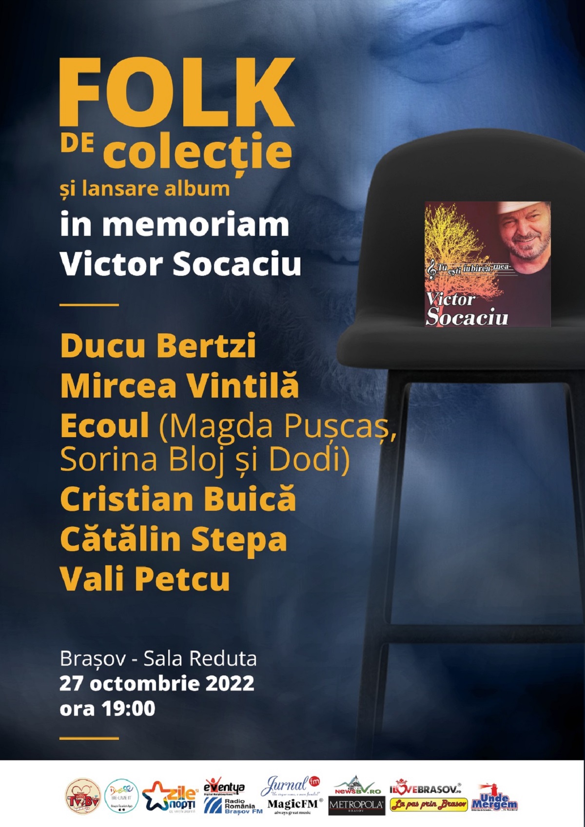 Afișul lansării albumului în memoria lui Victor Socaciu