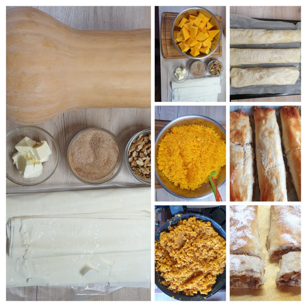 Etape de pregătire Ștrudel cu dovleac și nuci. Foto: Oana Matei/ego.ro