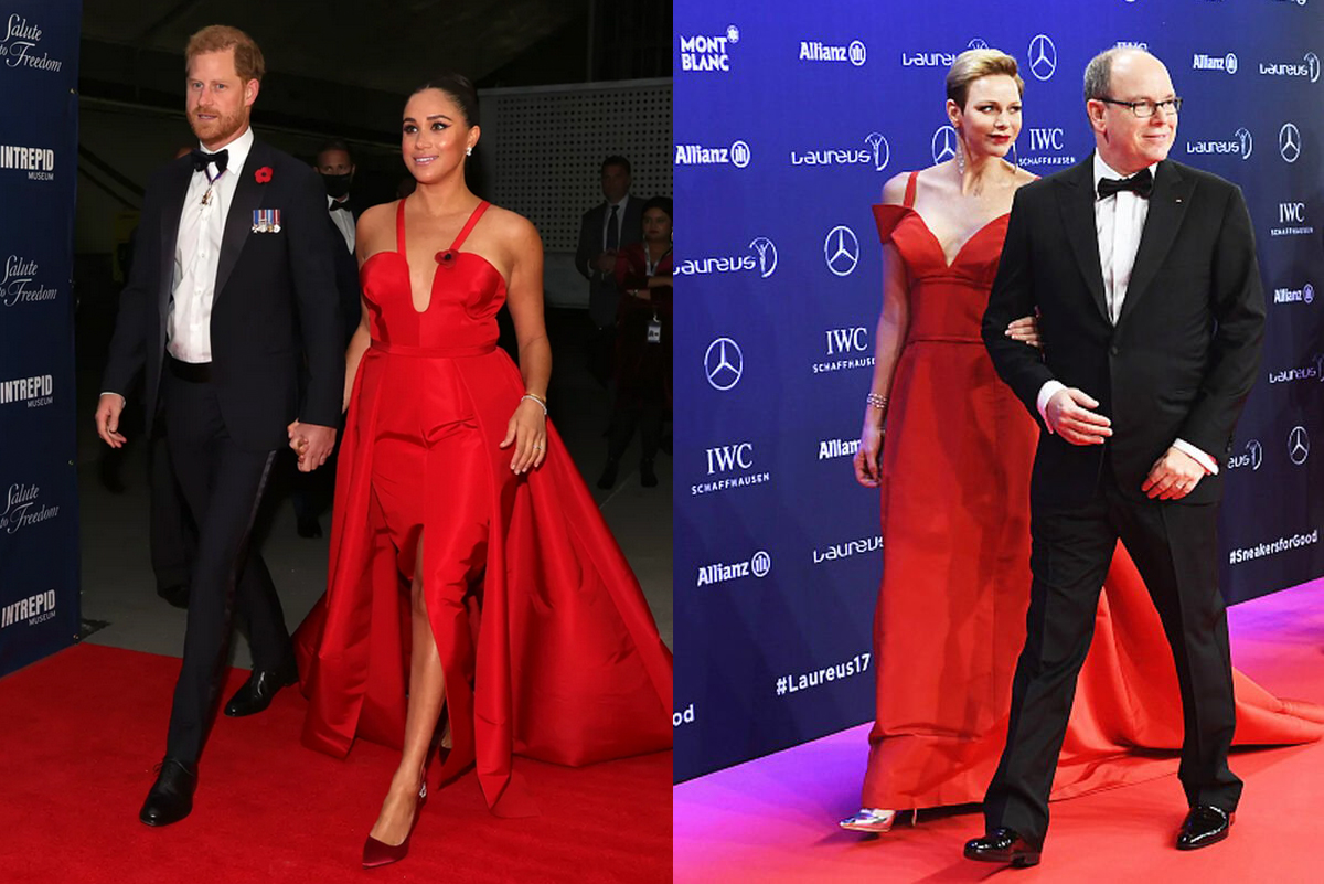 Meghan Markle și Prințesa Charlene și-au făcut apariția în rochii aproape identice