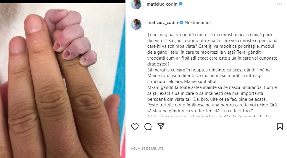 Prima imagine postată de Codin Maticiuc, după ce a devenit tată pentru a doua oară