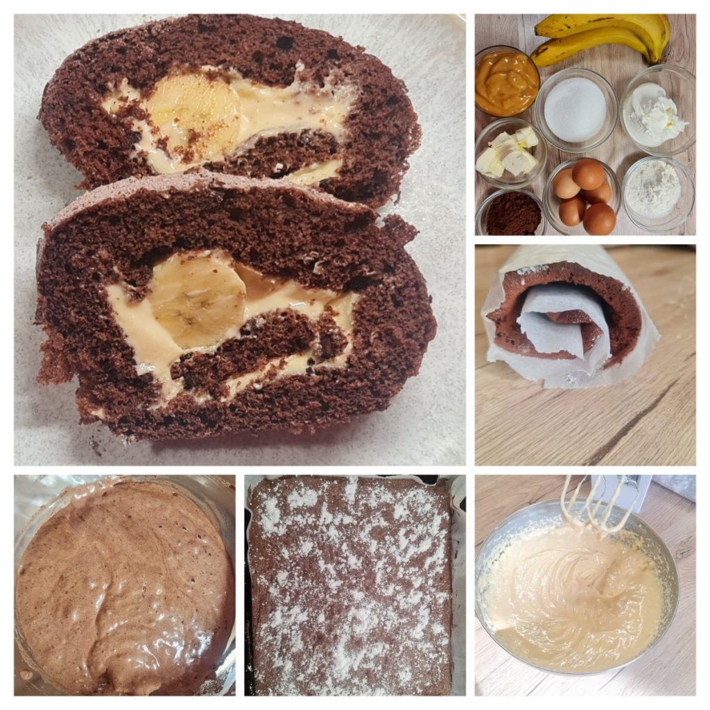 Etape de pregătire Ruladă cu banane și cremă caramel