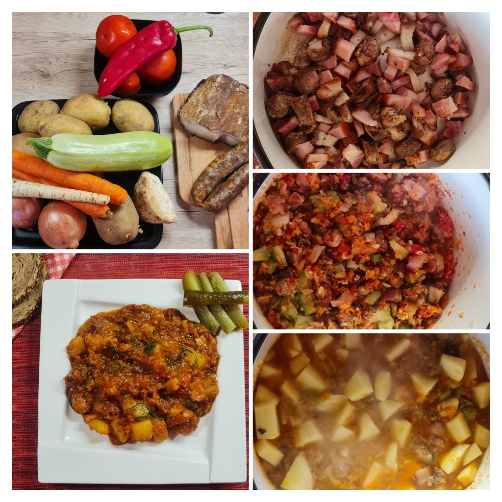 Etape de pregătire Tocană de legume cu afumătură