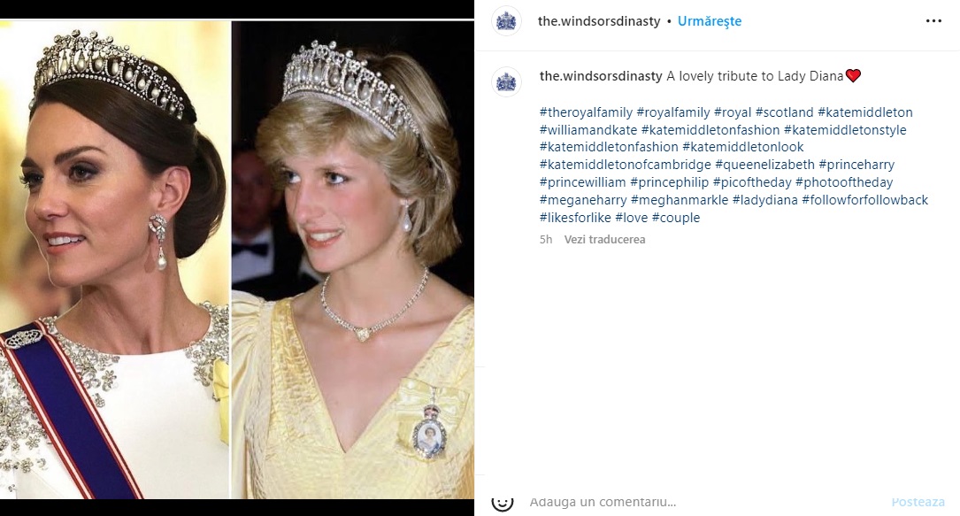 Coroana purtată de Kate a fost realizată de bijutierul regal Garrard în 1914