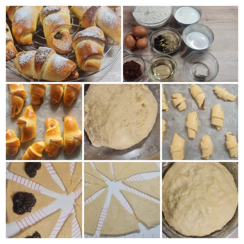 Etape de preparare Cornuri cu gem de prune și nuci măcinate