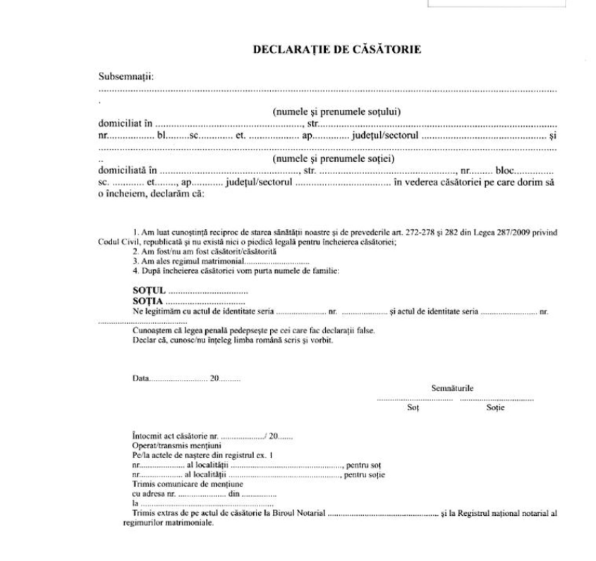 Acte necesare pentru căsătorie în 2023