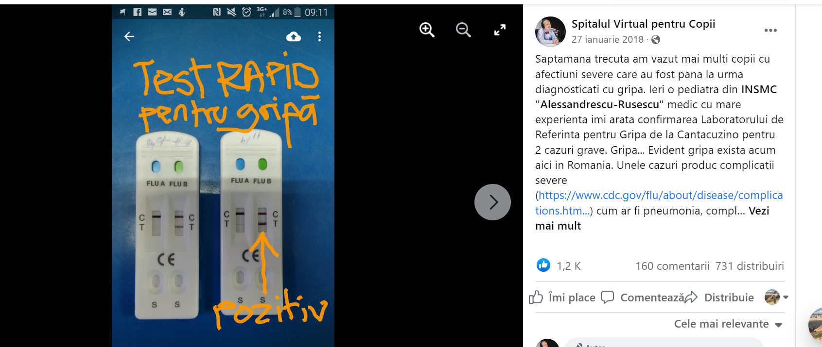 Cât costă un test rapid de gripă A și B