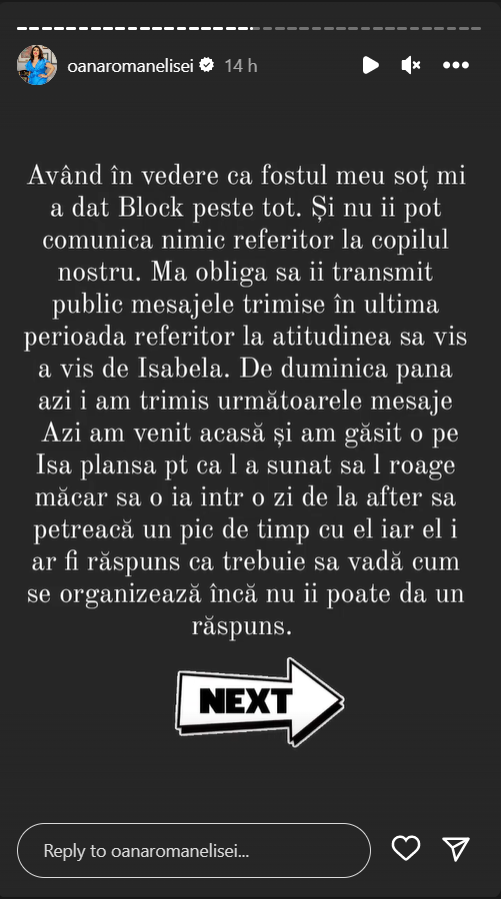 oana roman mesaj pentru marius elisei