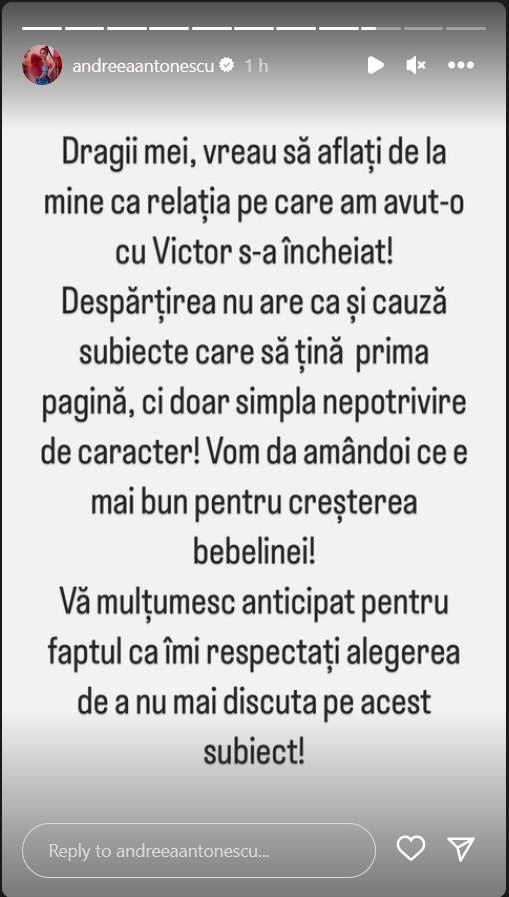 Andreea Antonescu s-a despărțit de tatăl fetiței ei
