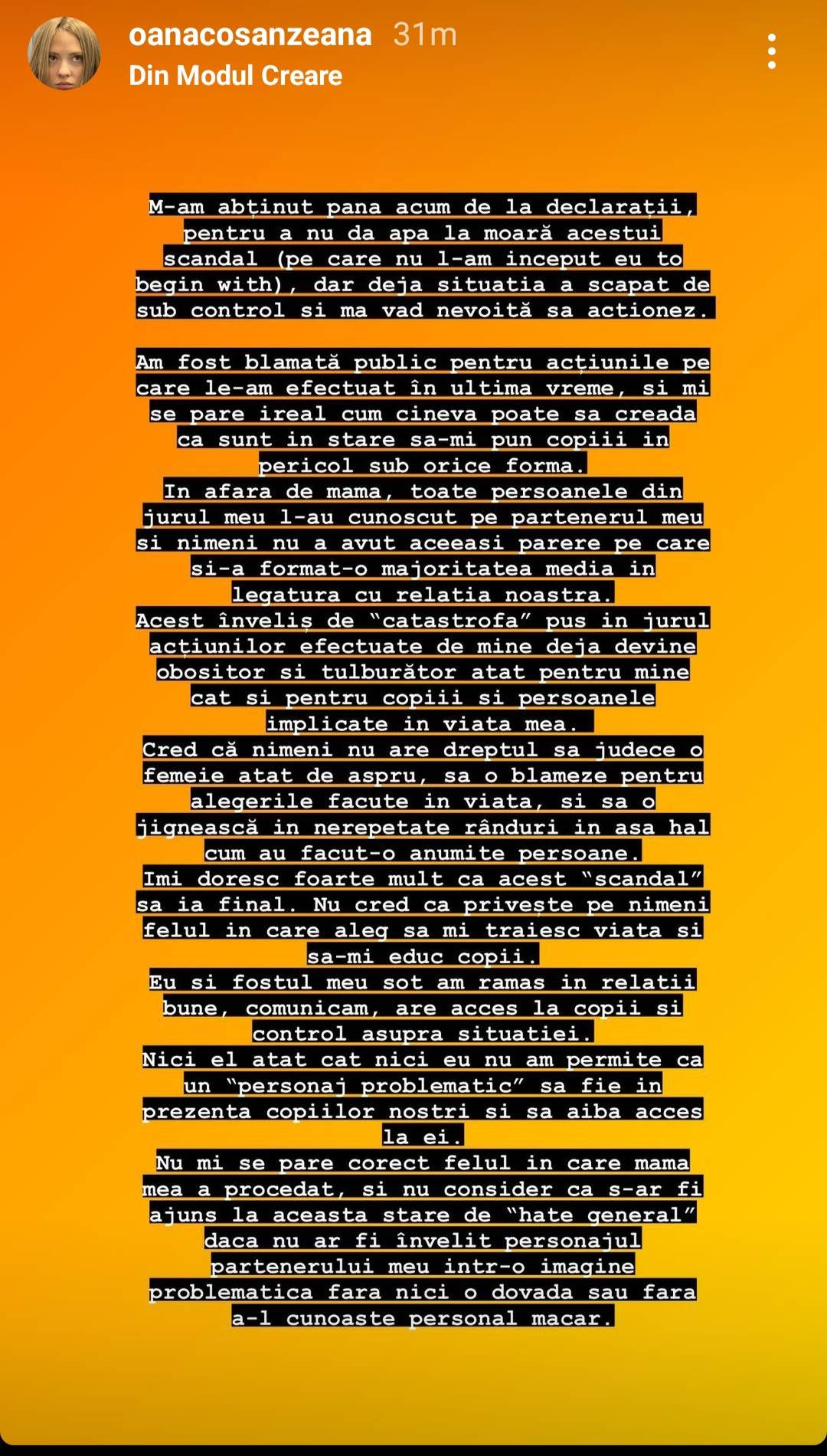 Oana Matache supe tăcerea