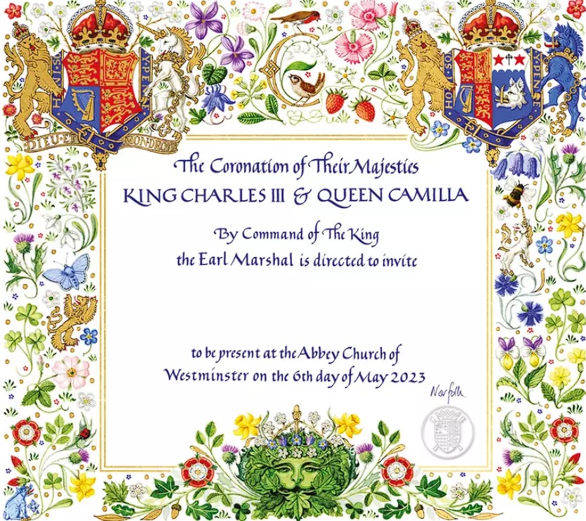 Invitația la ceremonia încoronării regelui Charles