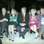Donald Trump, center, sits with hands folded at the Trump Taj Mahal in Atlantic City, N.J., April 6, 1990, before the start of grand opening ceremonies. Trump attended the gala with his parents, Mary and Fred, and sister US District Court Judge Maryanne Trump Barry, right, and brother Robert Trump, left, and his wife Blaine Trump, third from left wearing green. Trump was dateless.,Image: 579269480, License: Rights-managed, Restrictions: This content is intended for editorial use only. For other uses, additional clearances may be required.
530834 ONEG, Model Release: no, Pictured: Donald Trump,Maryanne Trump Barry,Robert Trump, Credit line: Charles Rex Arbogast / AP / Profimedia