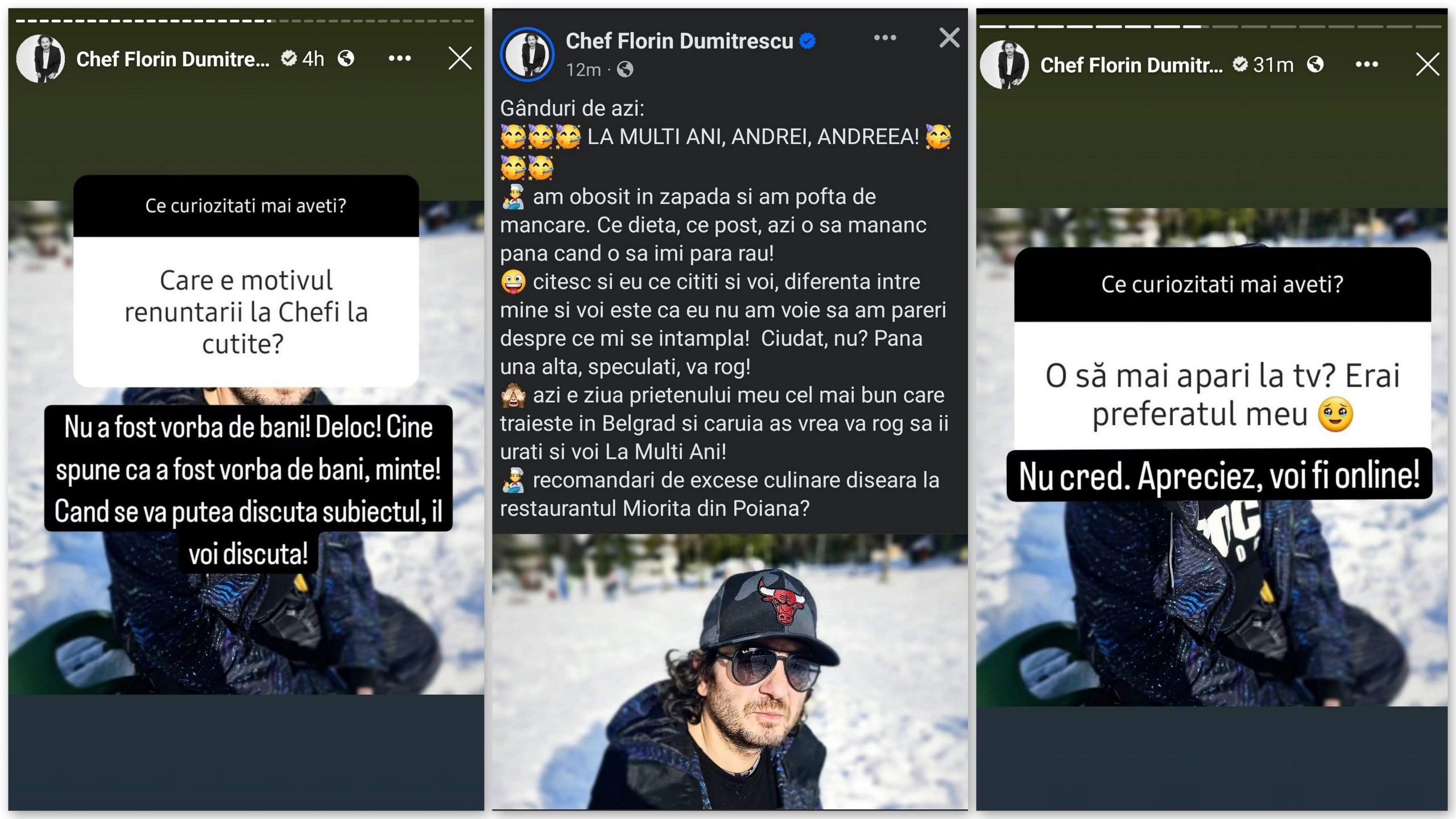 Ce spune Florin Dumitrescu, despre intoarcerea in televiziune, la scurt timp dupa ce a parasit Chefi la Cutite 3