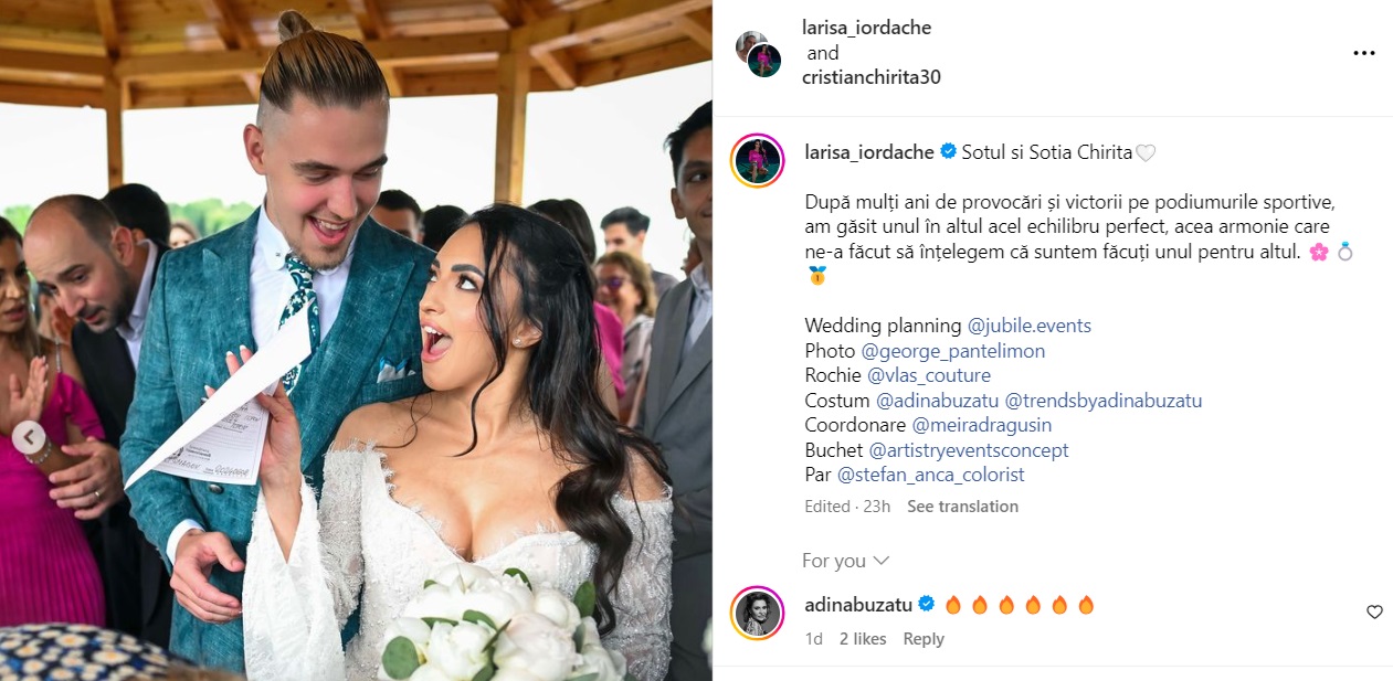 Larisa Iordache și Cristian Chiriță s-au căsătorit civil