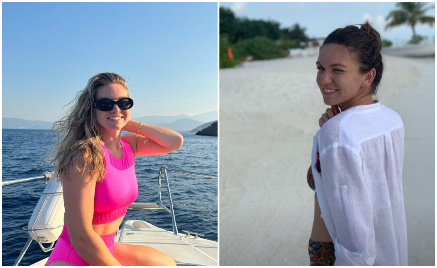 Singurele fotografii cu Simona Halep în costum de baie. Sportiva întoarce toate privirile la plajă, are un corp perfect