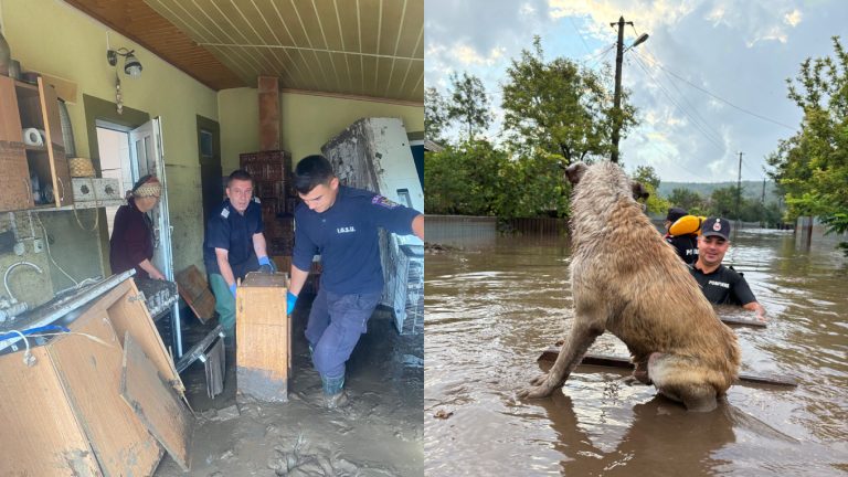 Inundațiile din Galați și Vaslui, în imagini. Cum au luptat pompierii și oamenii cu furia apelor