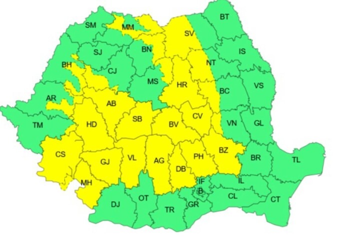 Vremea ANM - cod galben