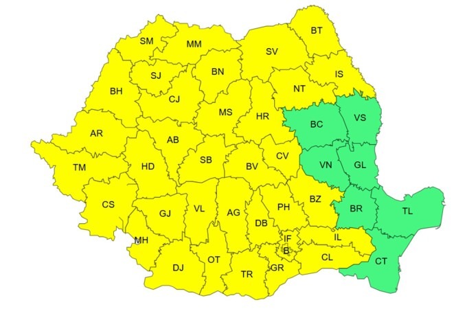 Harta ANM de cod Galben