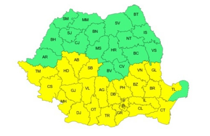 Harta zonelor afectate de caniculă