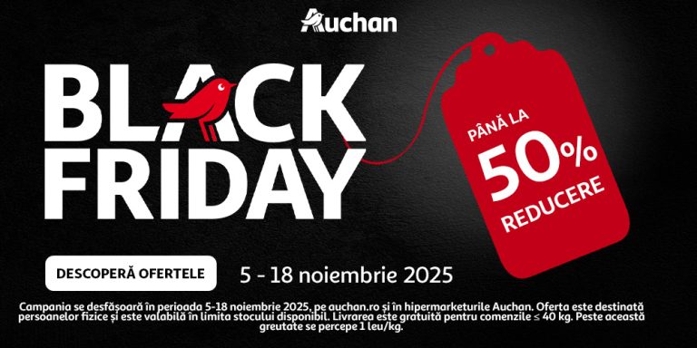 Auchan dă startul Black Friday 2025: peste 1.500 de produse cu reduceri de până la 50% în magazine și pe auchan.ro