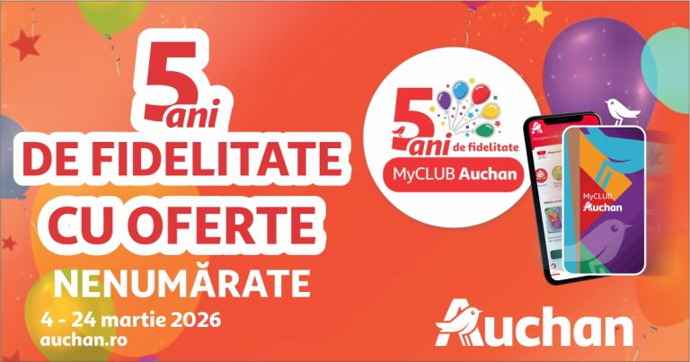 Peste 60% din cumpărăturile din Auchan sunt realizate cu cardul de fidelitate: MyCLUB Auchan sărbătorește 5 ani și depășește 2 milioane de membri activi