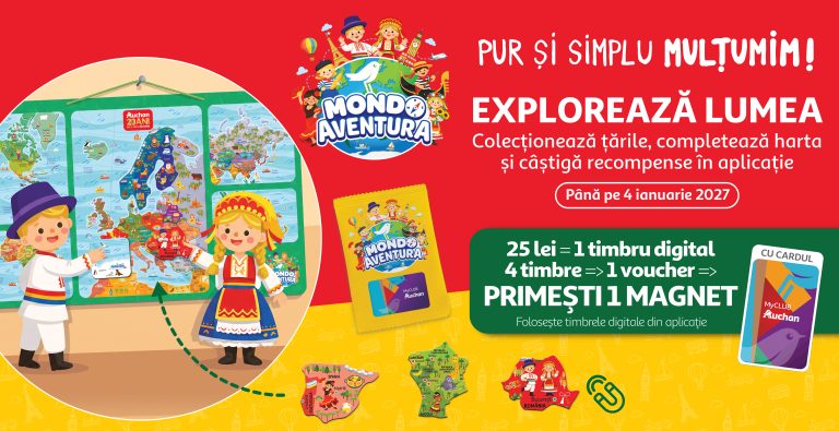 Mondo Aventura: Campania Auchan care transformă explorarea lumii într-o aventură de colecționat și descoperit pentru întreaga familie 